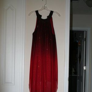 Venus (XL) Black bodycon with red sheer overlay